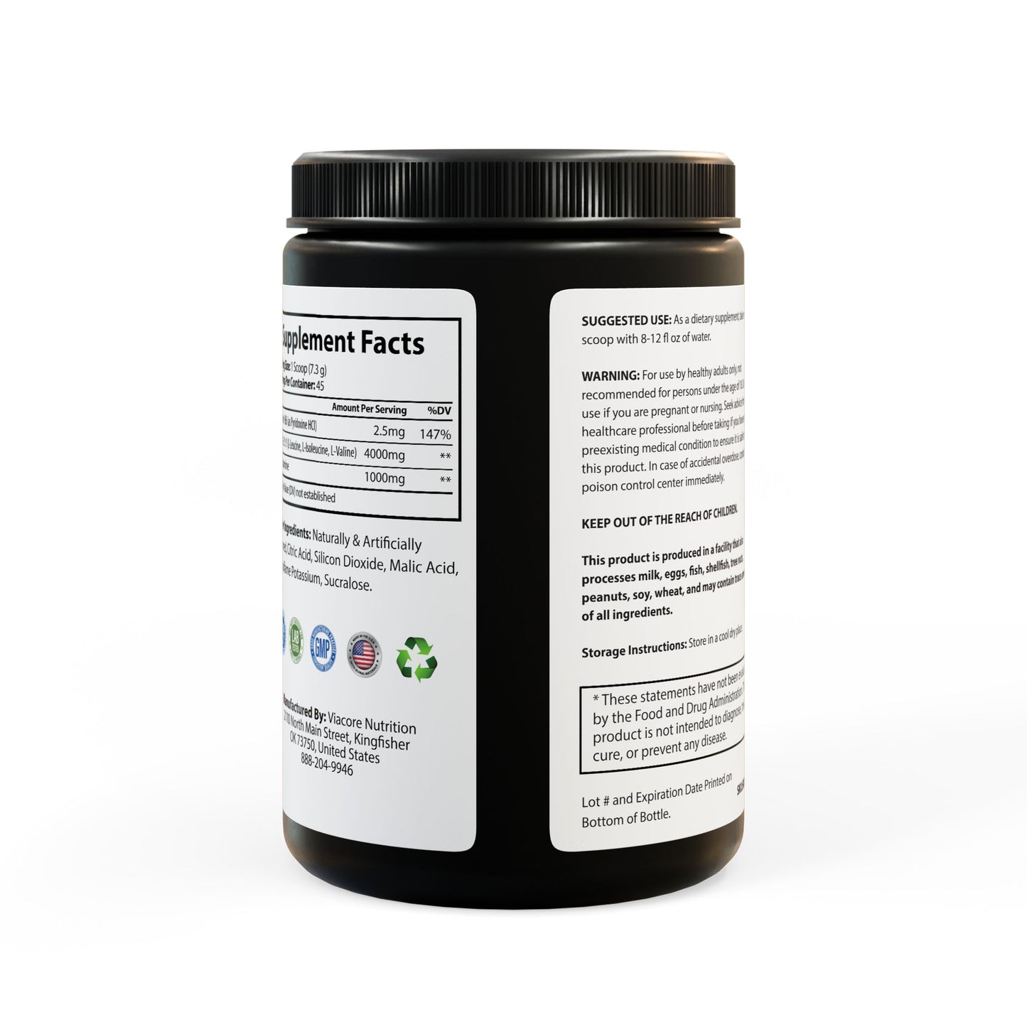 MuscleMend Watermelon BCAA Powder (325g, 11.46oz, 45 servings)
