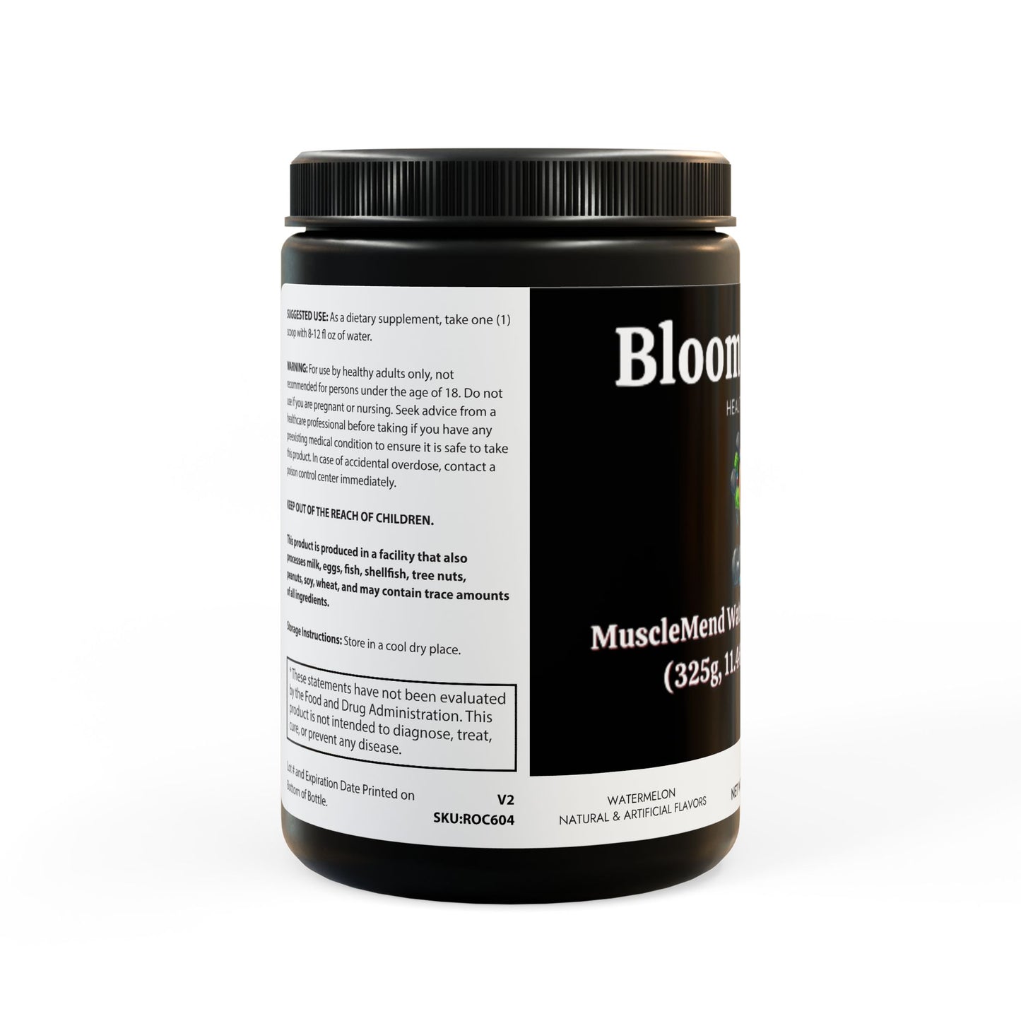 MuscleMend Watermelon BCAA Powder (325g, 11.46oz, 45 servings)