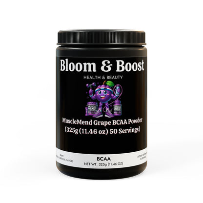 MuscleMend Grape BCAA Powder (325g, 11.46oz, 50 servings)