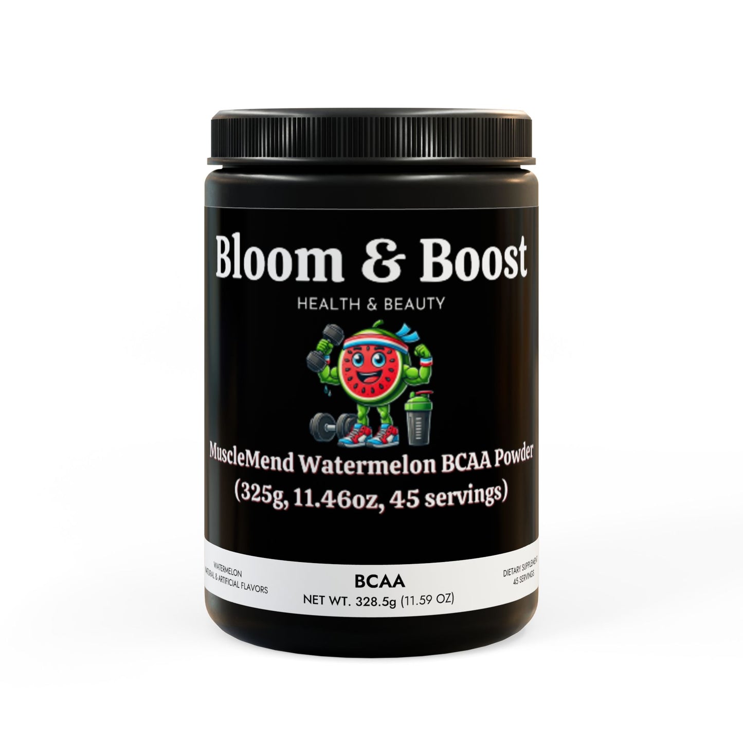 MuscleMend Watermelon BCAA Powder (325g, 11.46oz, 45 servings)