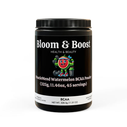 MuscleMend Watermelon BCAA Powder (325g, 11.46oz, 45 servings)